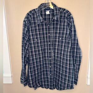 Wrangler Men’s Long Sleeve Pearl Snap Western Shirt Size 2XLT Gray Black